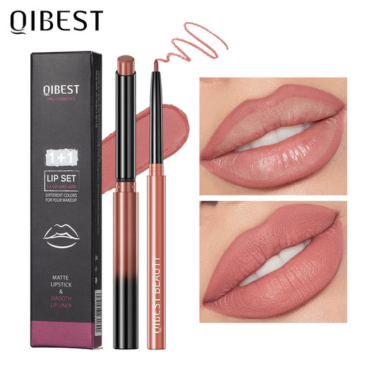 QIBEST 2pcs Lipstick Lipliner Pen Set