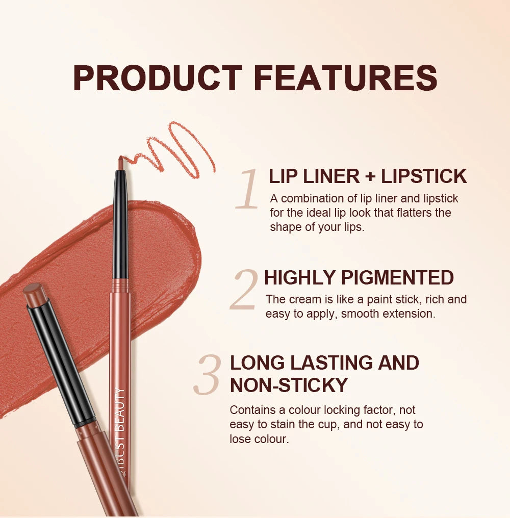 QIBEST 2pcs Lipstick Lipliner Pen Set